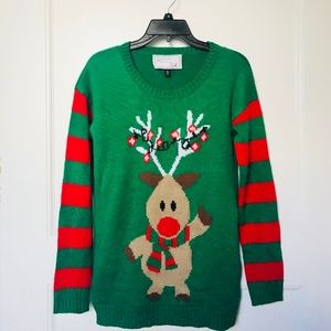 Christmas Sweater - Reindeer Blinking Lights